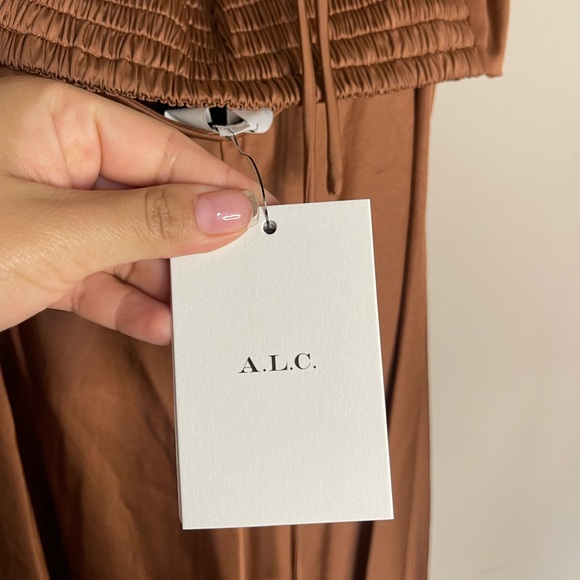 A.L.C | NEW WITH TAGS! Sienna Halter Neck Cut Out Satin Midi Dress Size: 4 - Picture 6 of 7